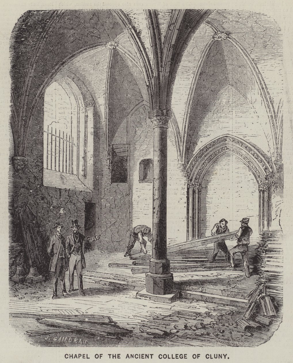 Kapellet i det gamle Cluny-kollegium (kobberstik) af English School