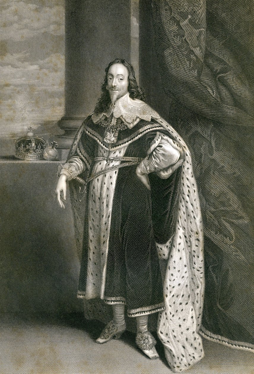 Charles 1., indgraveret af F. Holl efter Van Dyck, 1800-tallet af English School