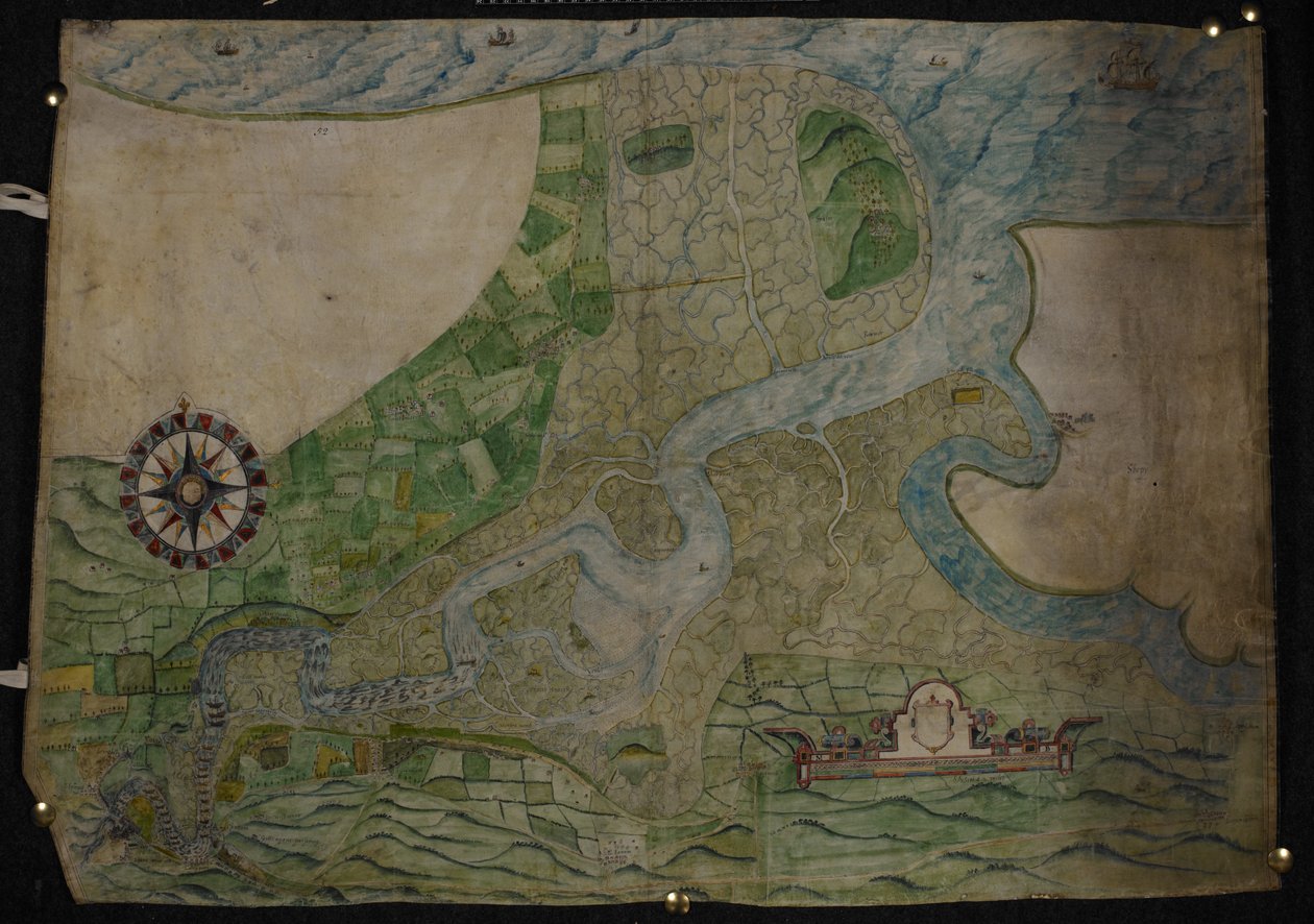 Kort over forløbet af floden Medway fra Rochester til The Nore af English School
