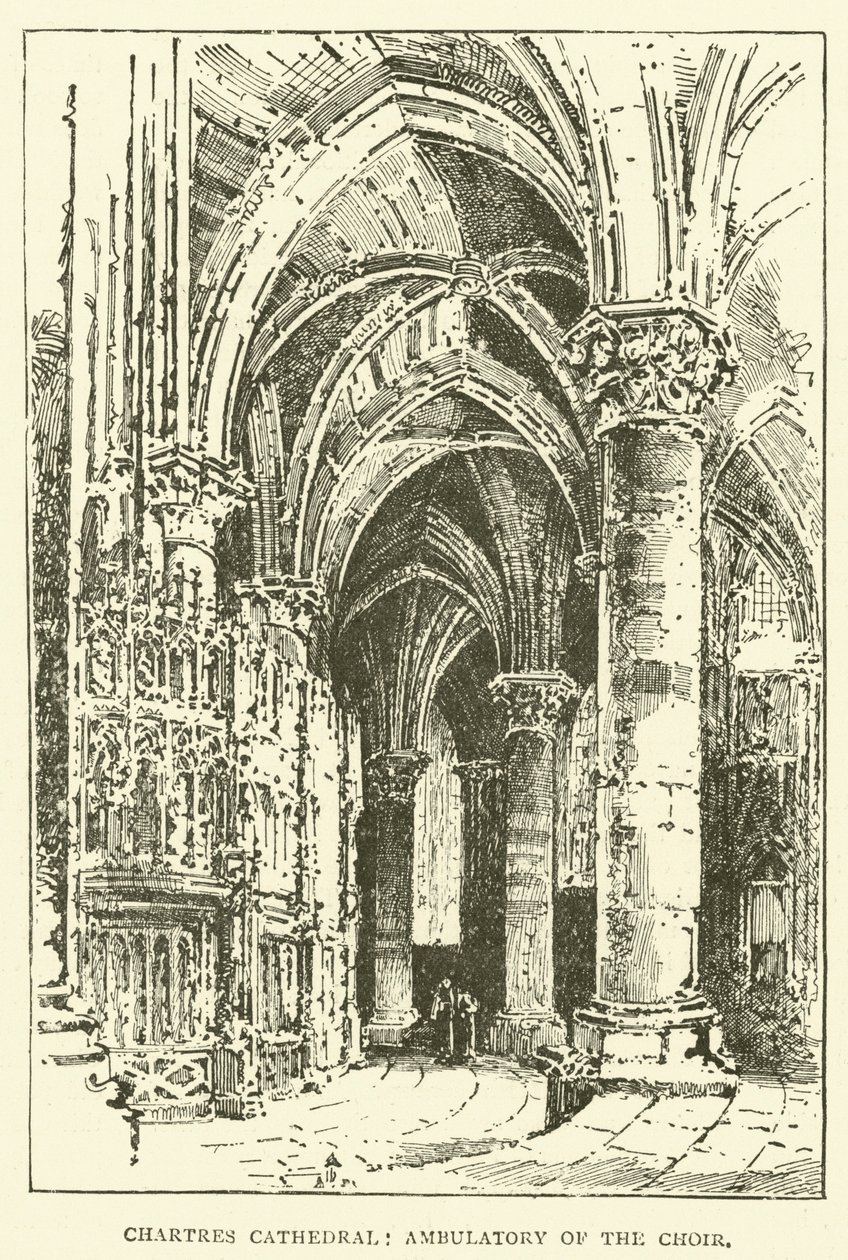Chartres-katedralen, korets ambulatorium (kobberstik) af English School