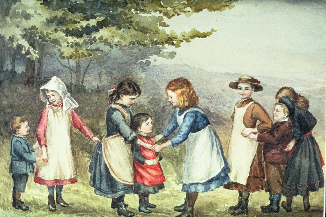 Børnespil, ca. 1880 (wc på papir) af English School