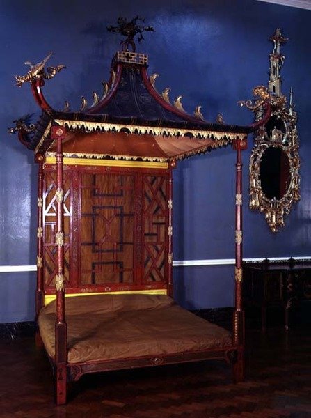 Chippendale-seng i kinesisk stil, fra Badminton, Gloucestershire, 1750-54 af English School