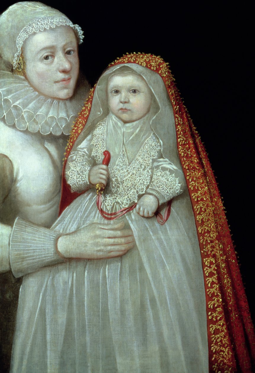 Dåb, Portræt af en mor og et barn, c.1595 af English School
