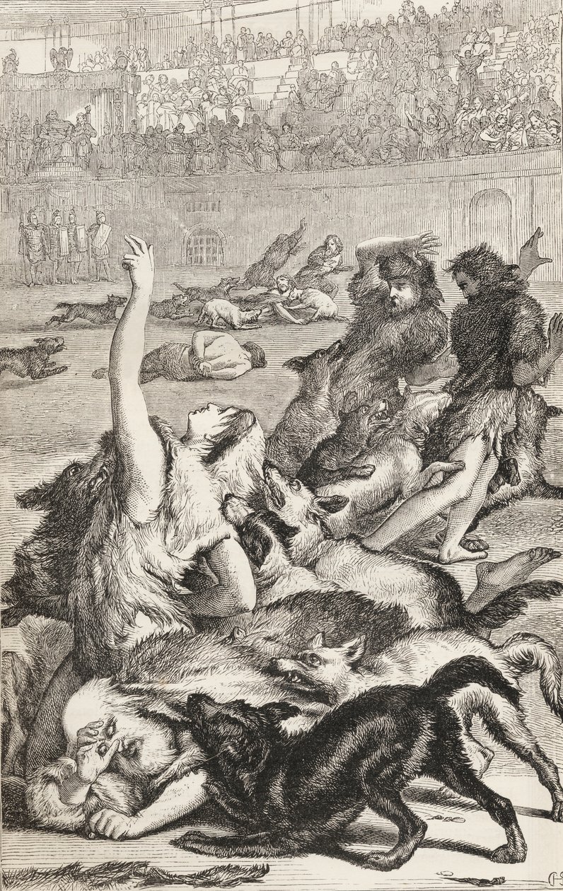 Kristne martyrer i den romerske arena, ca. 1865 (træstik) af English School