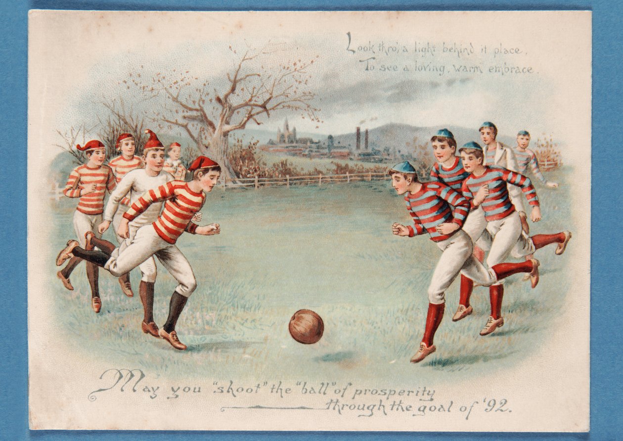 Julepostkort af en fodboldkamp, 1892 af English School