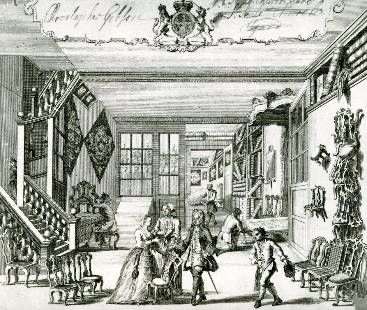 Christopher Gibson, møbelsnedker (gravering) af English School