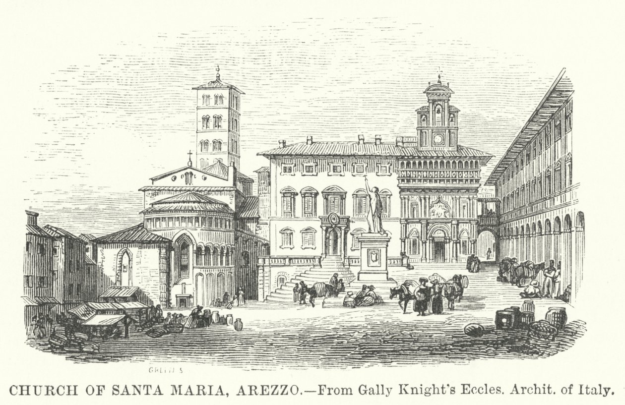 Santa Maria-kirken, Arezzo (kobberstik) af English School
