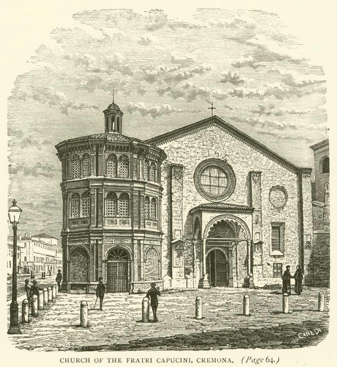 Kirken Fratri Capucini, Cremona (kobberstik) af English School