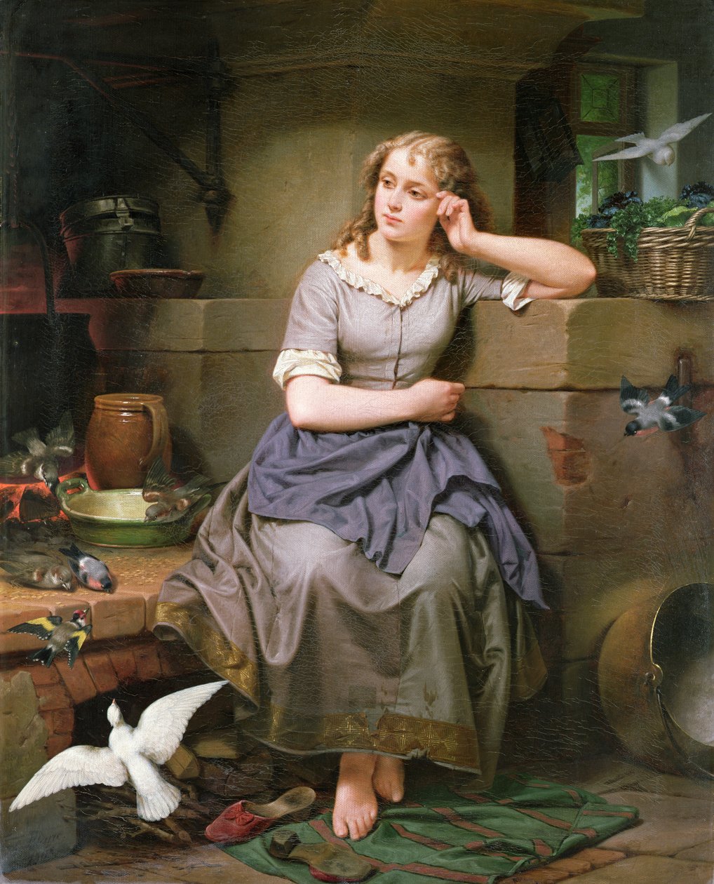 Askepot og fuglene, 1868 af English School
