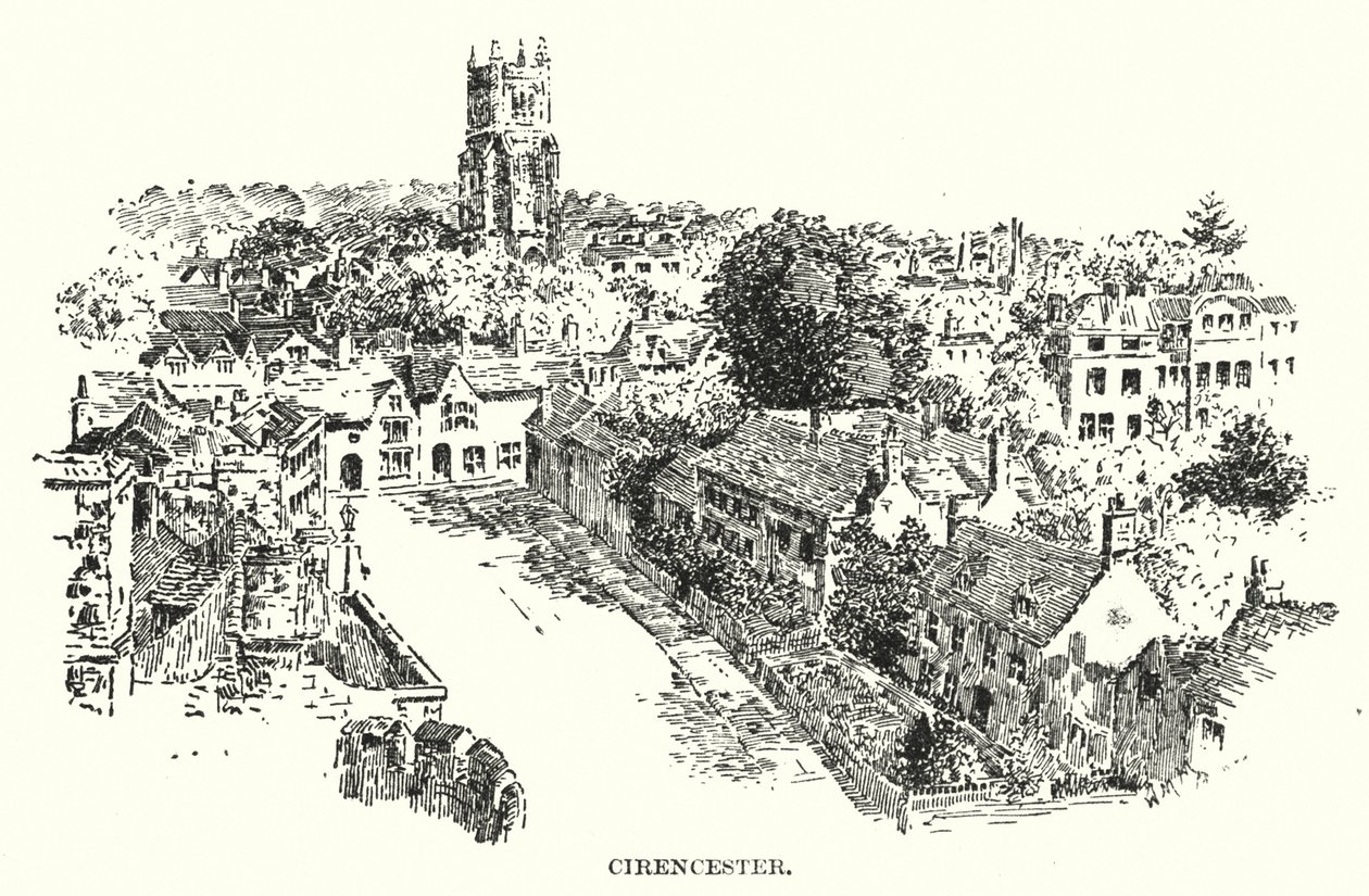Cirencester (litografi) af English School