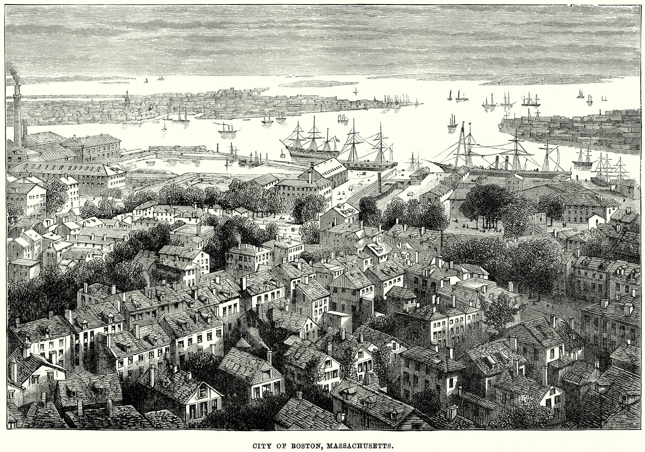 Byen Boston, Massachusetts (gravering) af English School