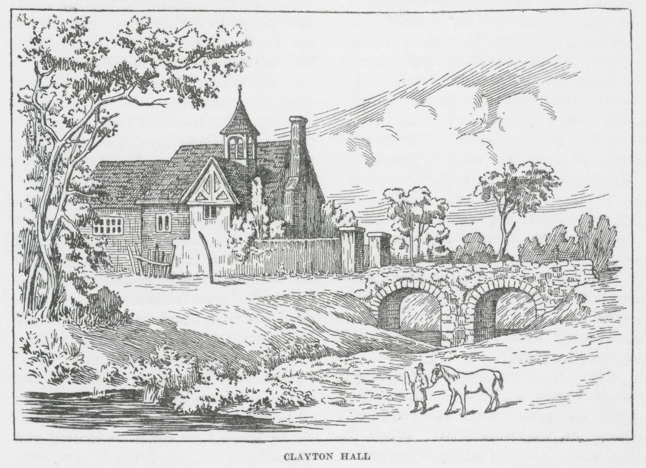 Clayton Hall (litografi) af English School