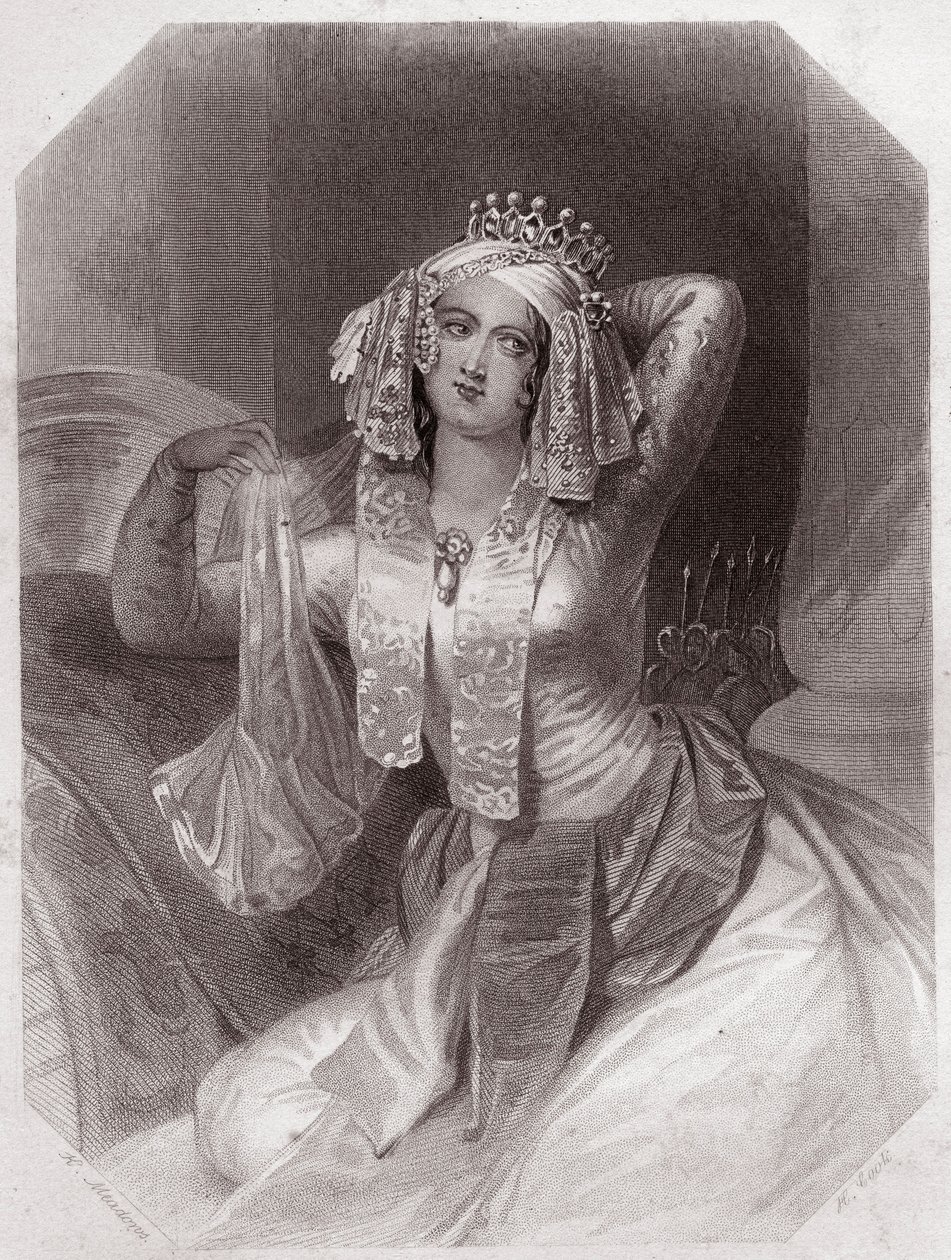 Cleopatre (Antoine et Cleopatre) (Antony og Cleopatra) i - "" Galerie des femmes de Shakespeare, samling af 45 seriøse portrætter af tidlige London-kunstnere, beriget med kritiske og litterære meddelelser""" omkring 1838 - fra "" Gallery of kvinden af English School
