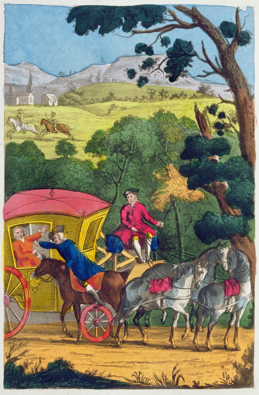 Oberst Jack, der røver Mary Smith i Maidenhead Thicket, illustration fra Lives and Adventures of the Most Celebrated Highwaymen and Street Robbers... udgivet 1822 af English School