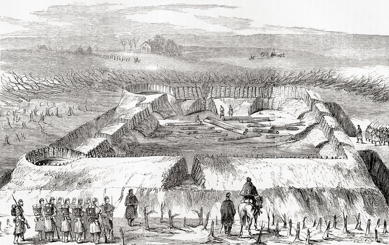 Konføderationens befæstninger nord for Manassas Junction, fra Ward and Lock