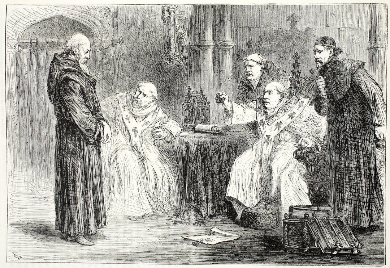 Konference mellem Thorpe og Arundel, illustration fra The History of Protestantism af James Aitken Wylie (1808-1890), pub. 1878 af English School