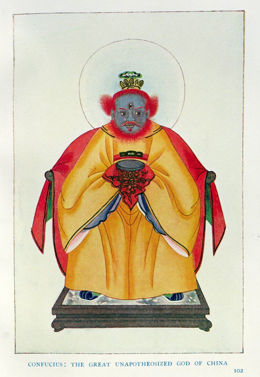 Konfucius (551-479 f.Kr.): The Great Unapotheosized God of China, illustration fra 