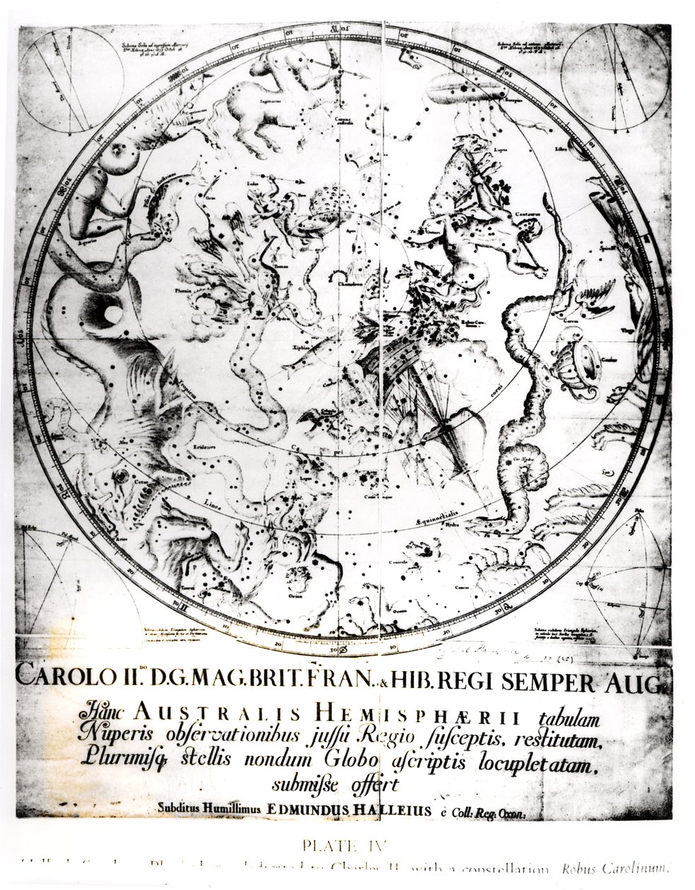 Stjernebilleder på den sydlige halvkugle, fra "Synopsis of Comets" af Sir Edmund Halley (1656-1742) 1705 af English School