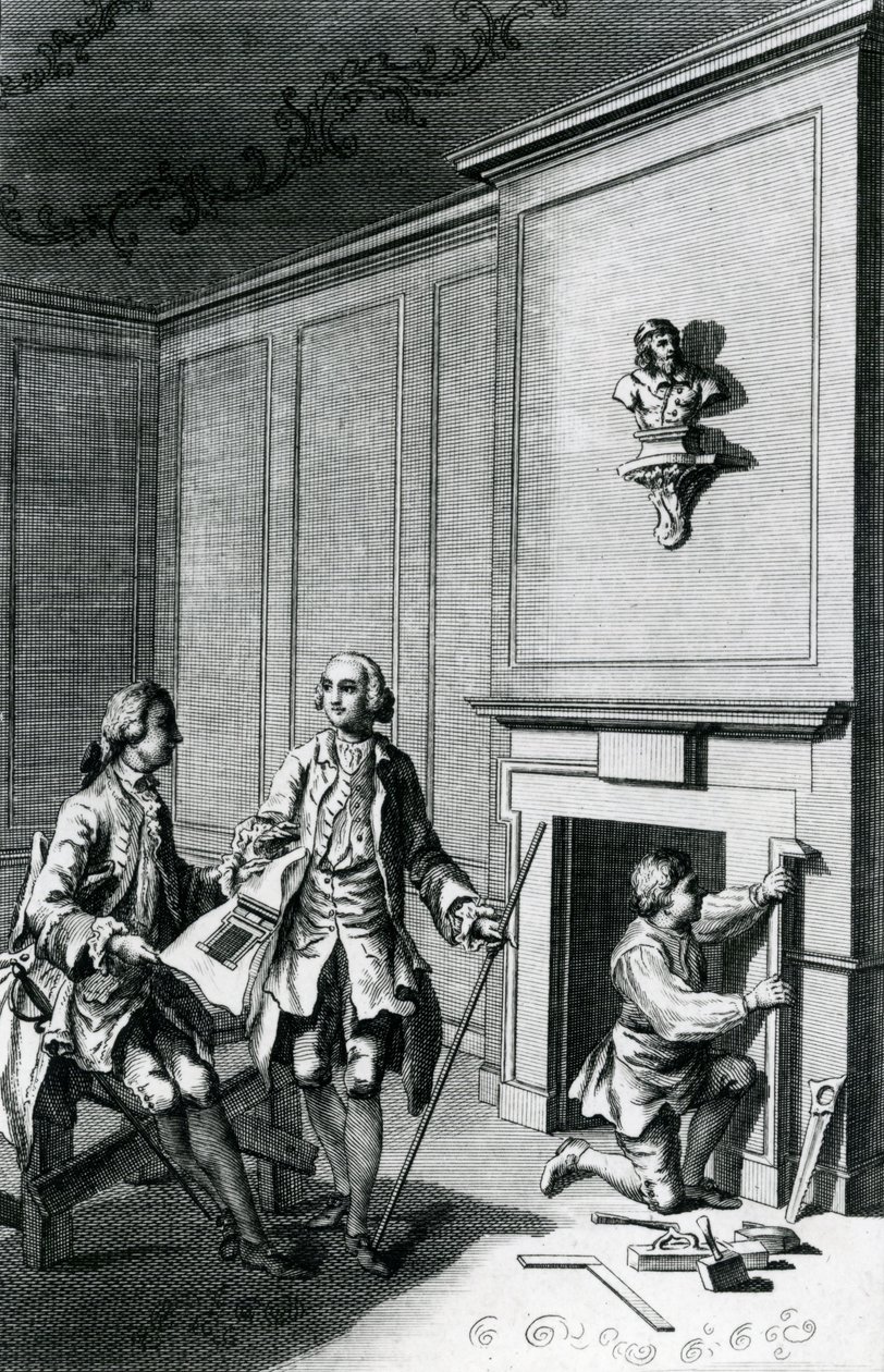 Konstruktion af en skorstensbryst (gravering) af English School