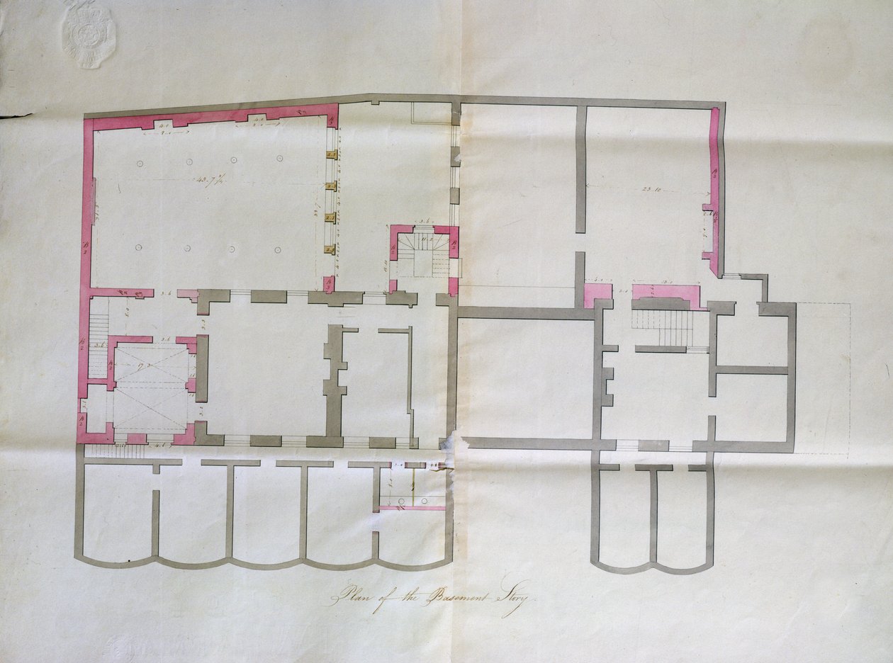 Kontrakttegning til kælderen i Den Kongelige Anstalt, 1800 af English School