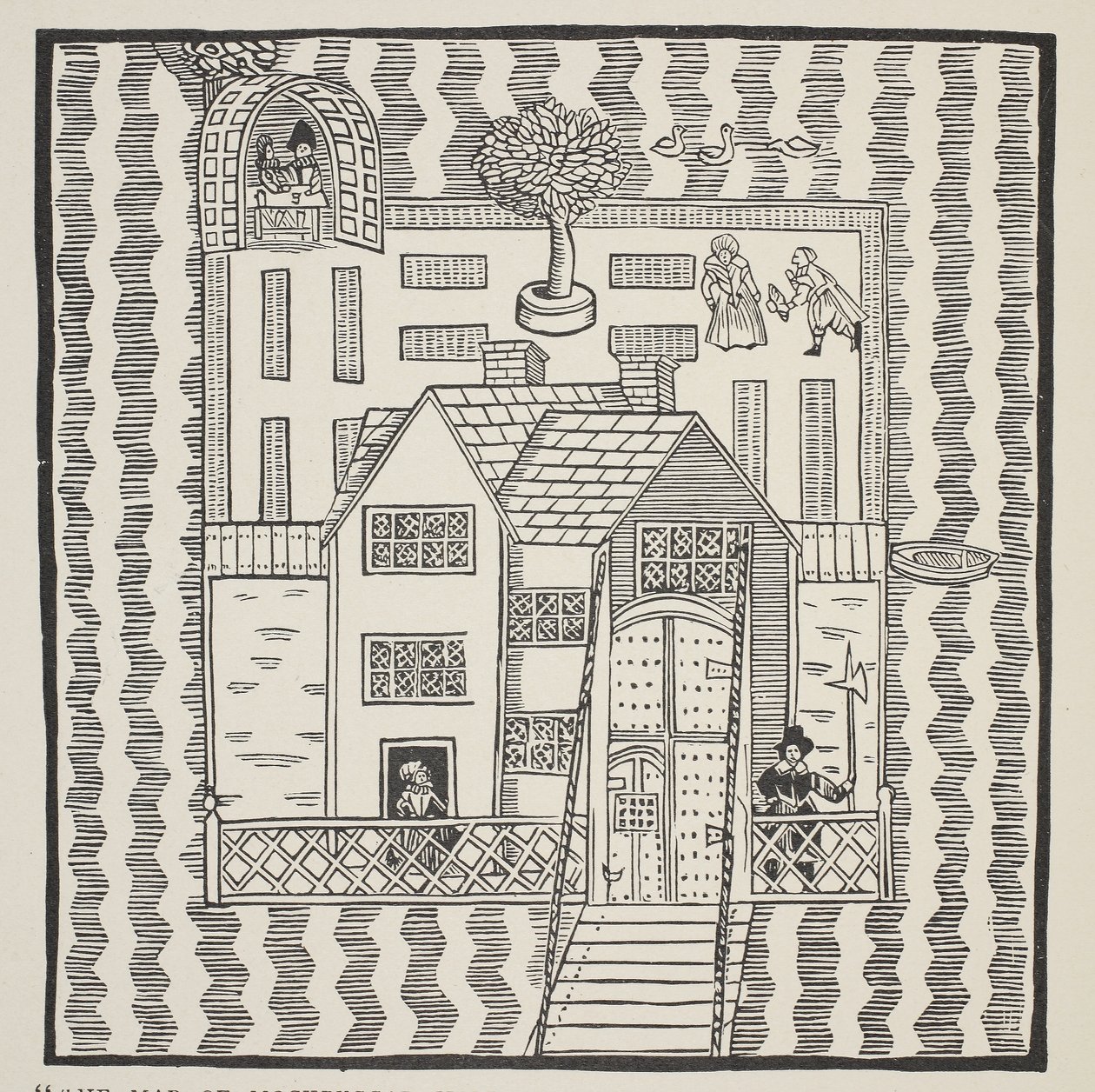 Kopi af kortet over Mockbeggar Hall, med hans situation i det rummelige land, der hedder hvor som helst, ca. 1633, fra Ballad of Roxborough af English School