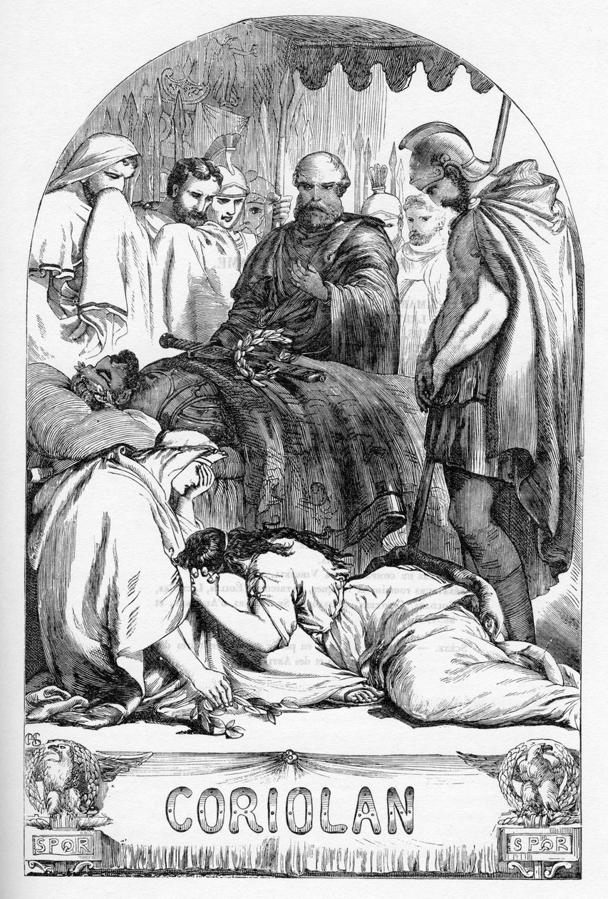 Coriolan (Coriolanus) - Illustration i "" Completes de William Shakespeare"" 1866 - Illustrationerne og den generelle form for denne udgave er lånt fra Cassells illustrerede Shakespeare, udgivet i London af English School