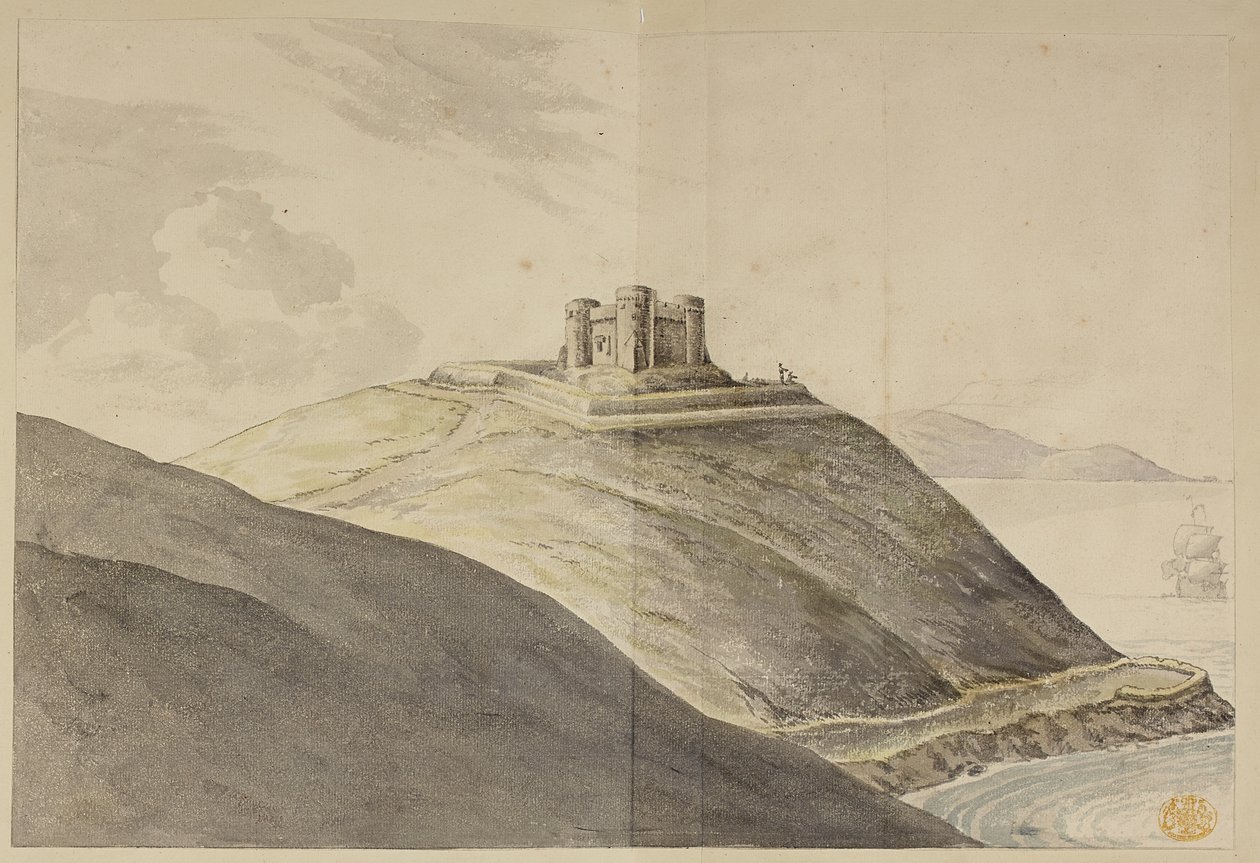 Cork Harbor (pen & blæk og akvarel på papir) af English School