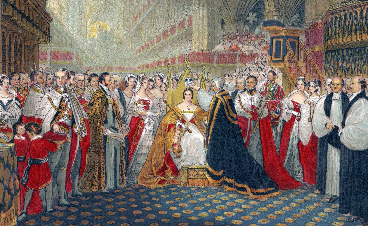 Dronning Victorias kroning i 1837 (tryk) af English School