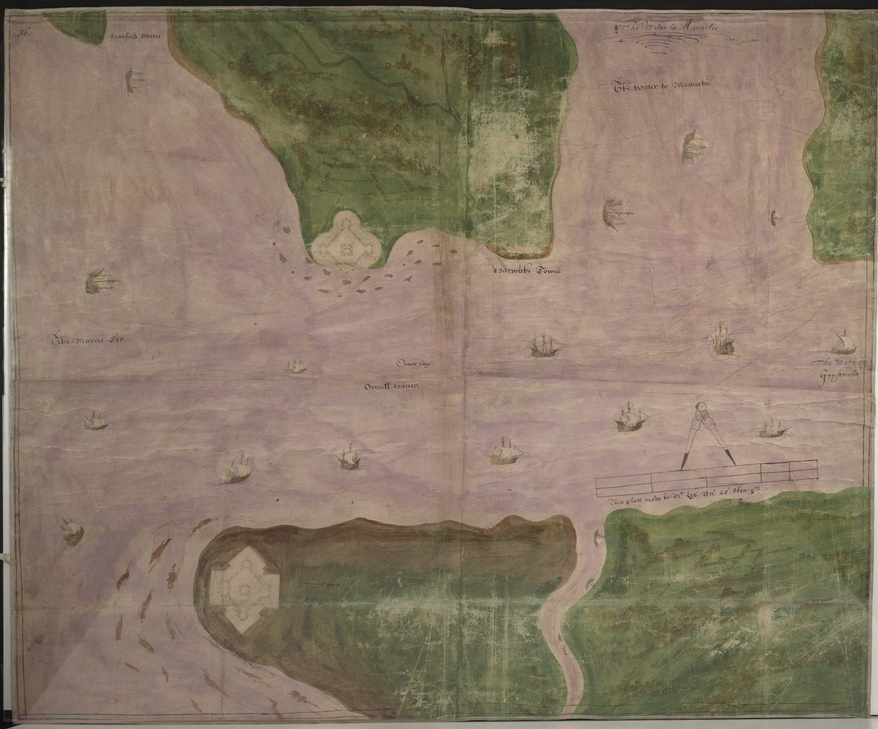 Cotton Augustus I.i f.56 Plan of Orwell Haven af Richard Lee af English School