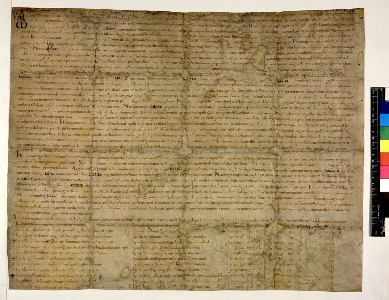 Bomuld Augustus ii. 38 f.1 Restitution of Liberty til Abingdon, 993 (blæk på vellum) af English School