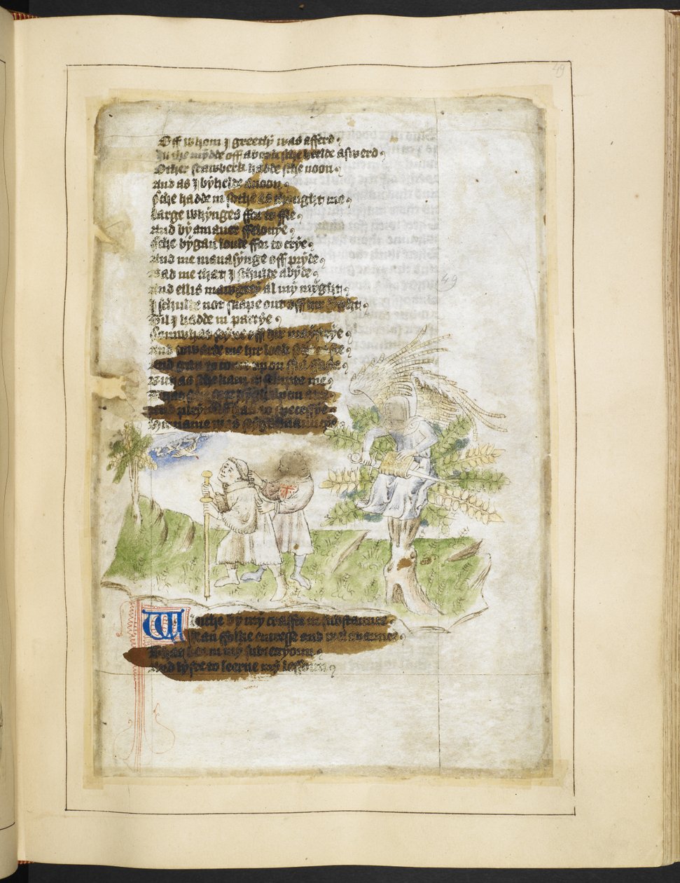 Cotton Ms Tiberius A vii fol.49 A Personification of Necromancy (vellum) af English School
