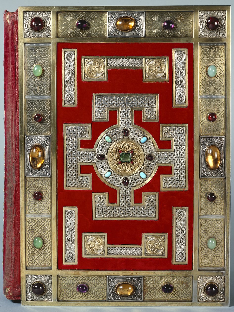 Cotton Nero D.IV Binding of the Lindisfarne Gospels, rebound i 1853 (læder med guld og halvædelsten) af English School