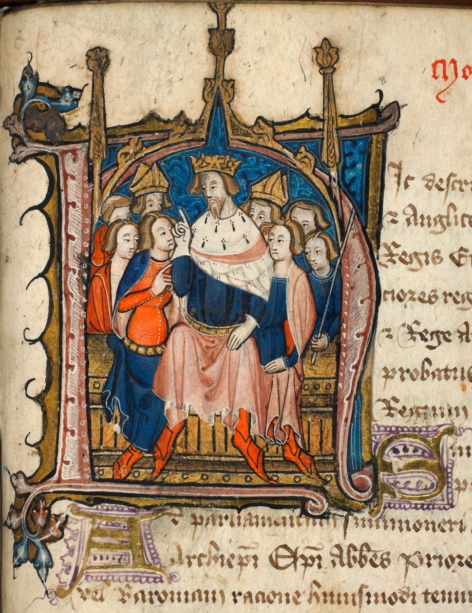 Cotton Nero D. VI, f.72 Historikeret initial 