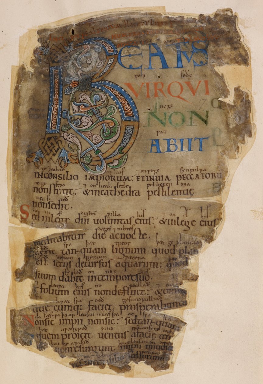Cotton Vitellius E. XVIII f.18, Beowulf, belyst side af 