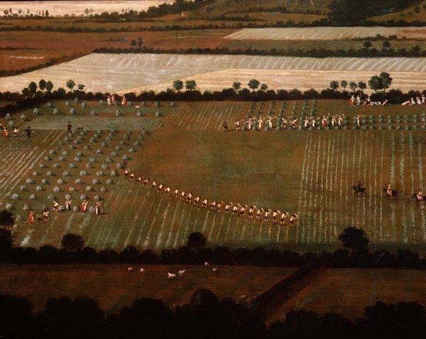 Country Round Dixton Manor, ca. 1725 (olie på lærred) (detalje fra 18102) af English School