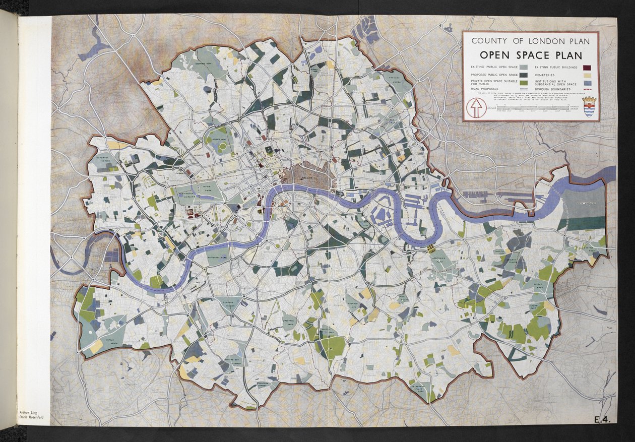 County of London Open Space Plan / udarbejdet til London County Council af J.H. Forshaw og Partick Abercrombie af English School