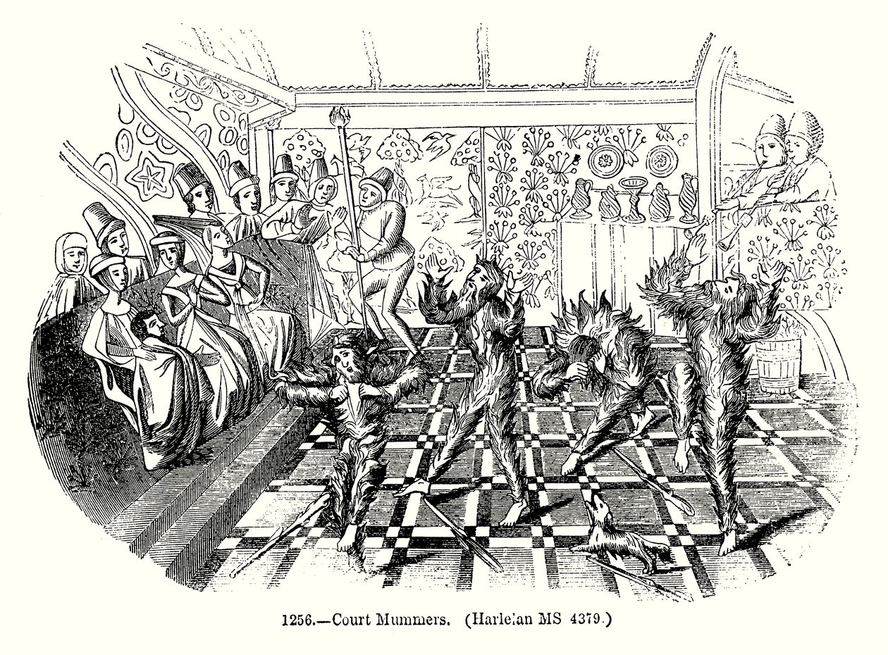 Court Mummers (gravering) af English School