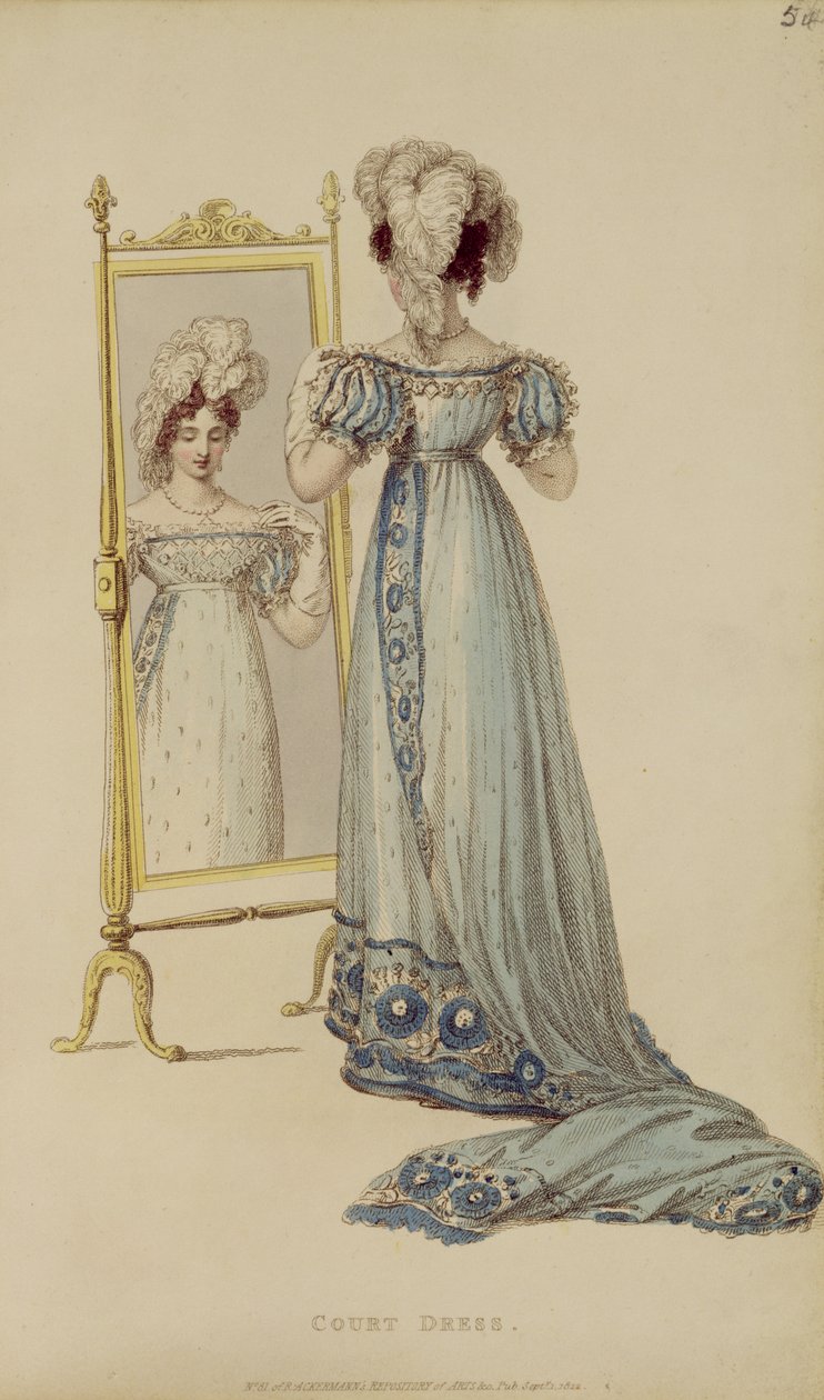 Hofkjole, modetallerken fra Ackermanns Repository of Arts af English School