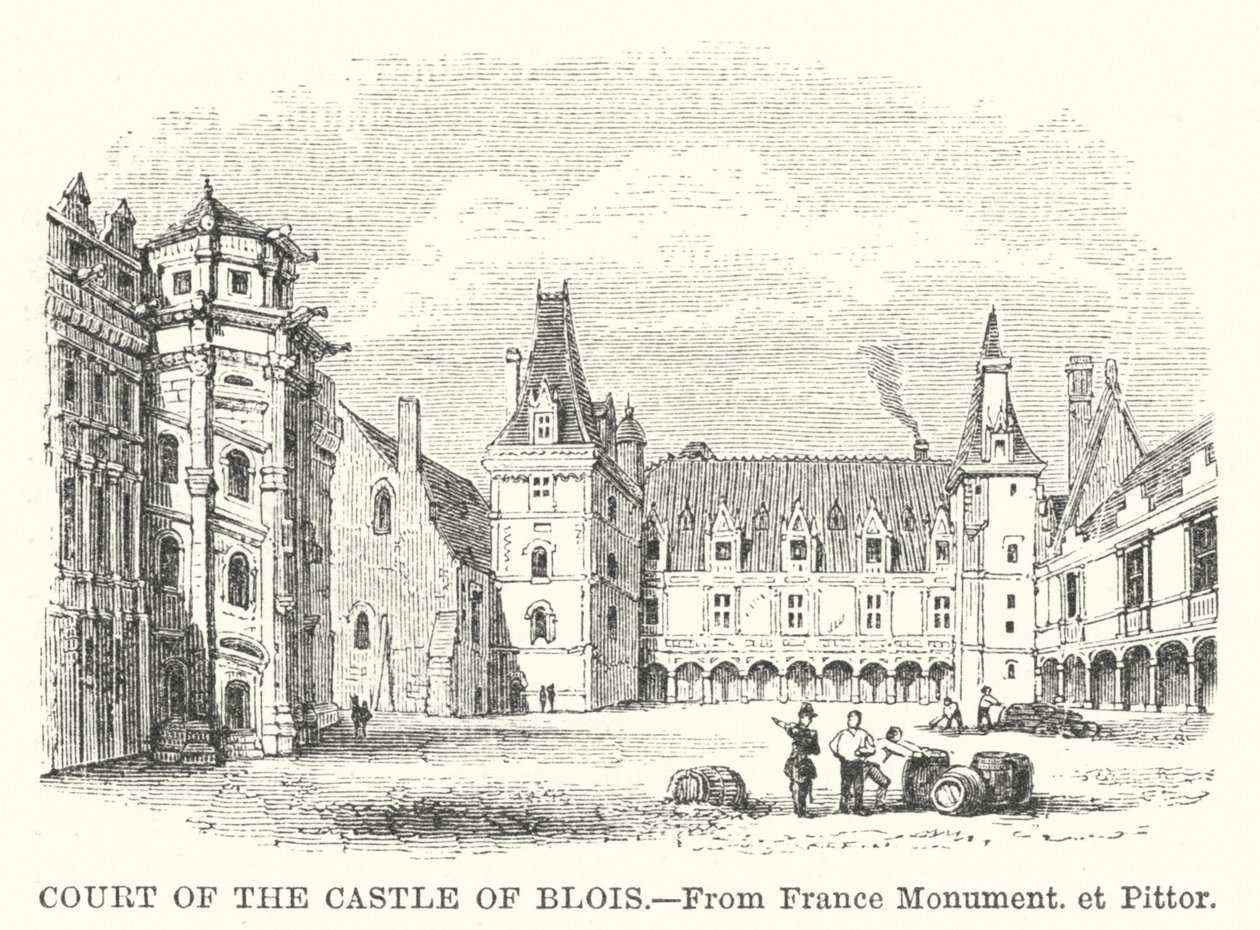 Hoffet på slottet i Blois (kobberstik) af English School