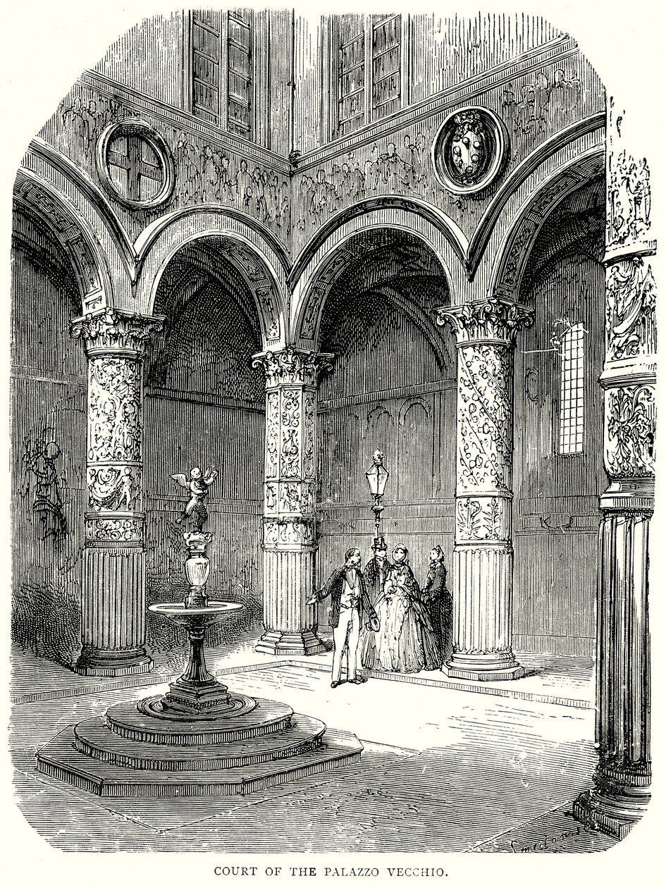 Hof i Palazzo Vecchio (gravering) af English School