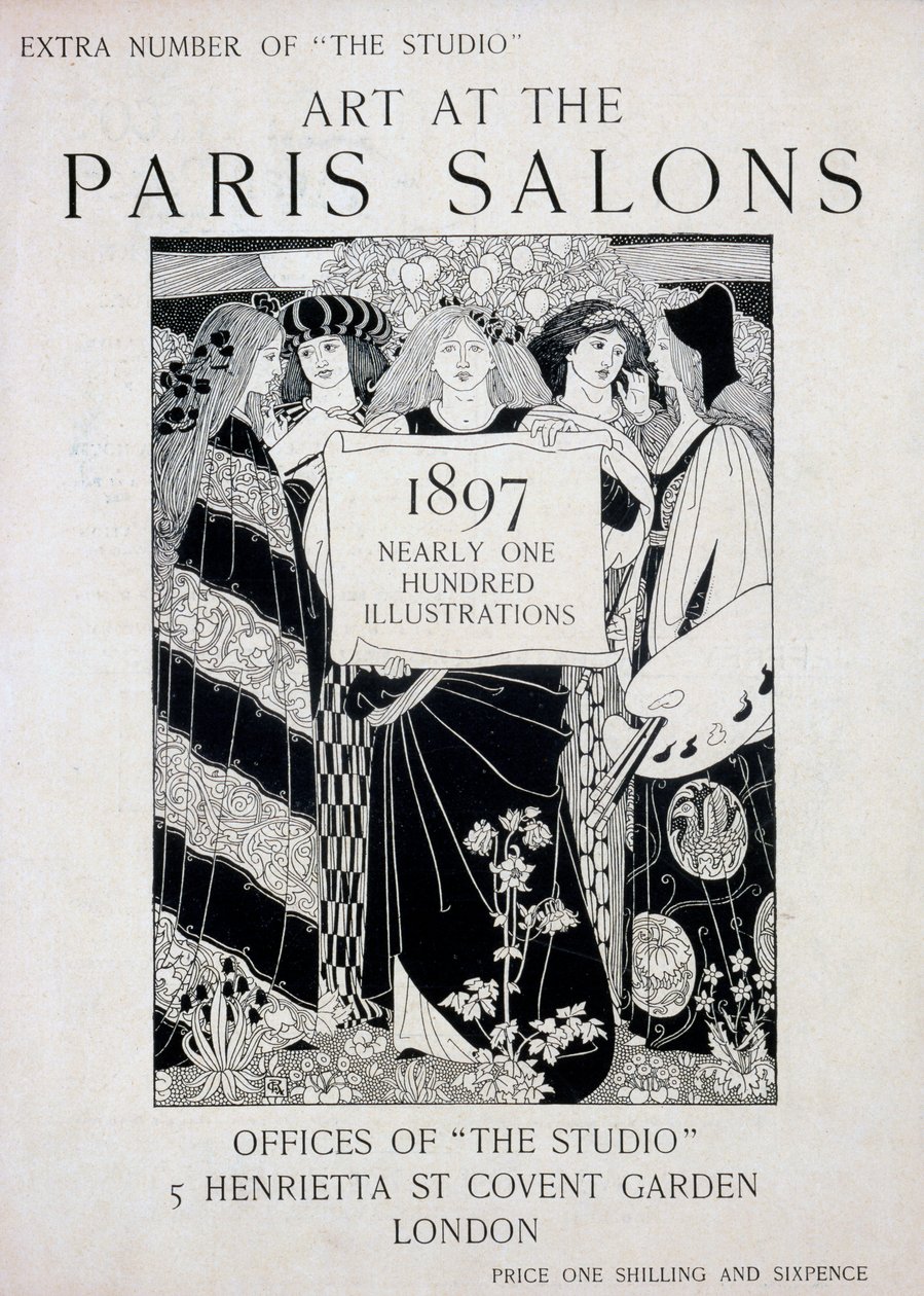 Cover for Art at the Paris Salons, ekstranummer af The Studio magazine, 1897 (litho og bogtryk) af English School