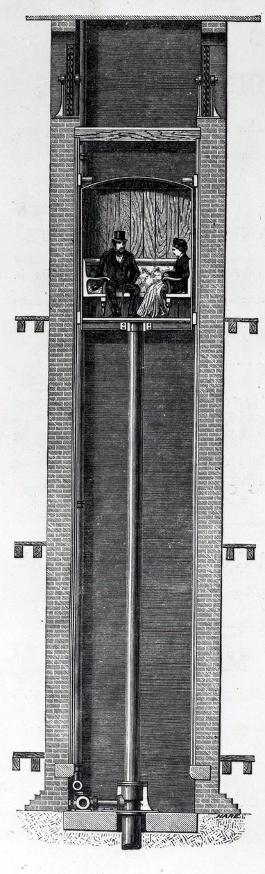 Coylers forbedrede selvvirkende hydrauliske passagerlifte, 1800-tallet af English School
