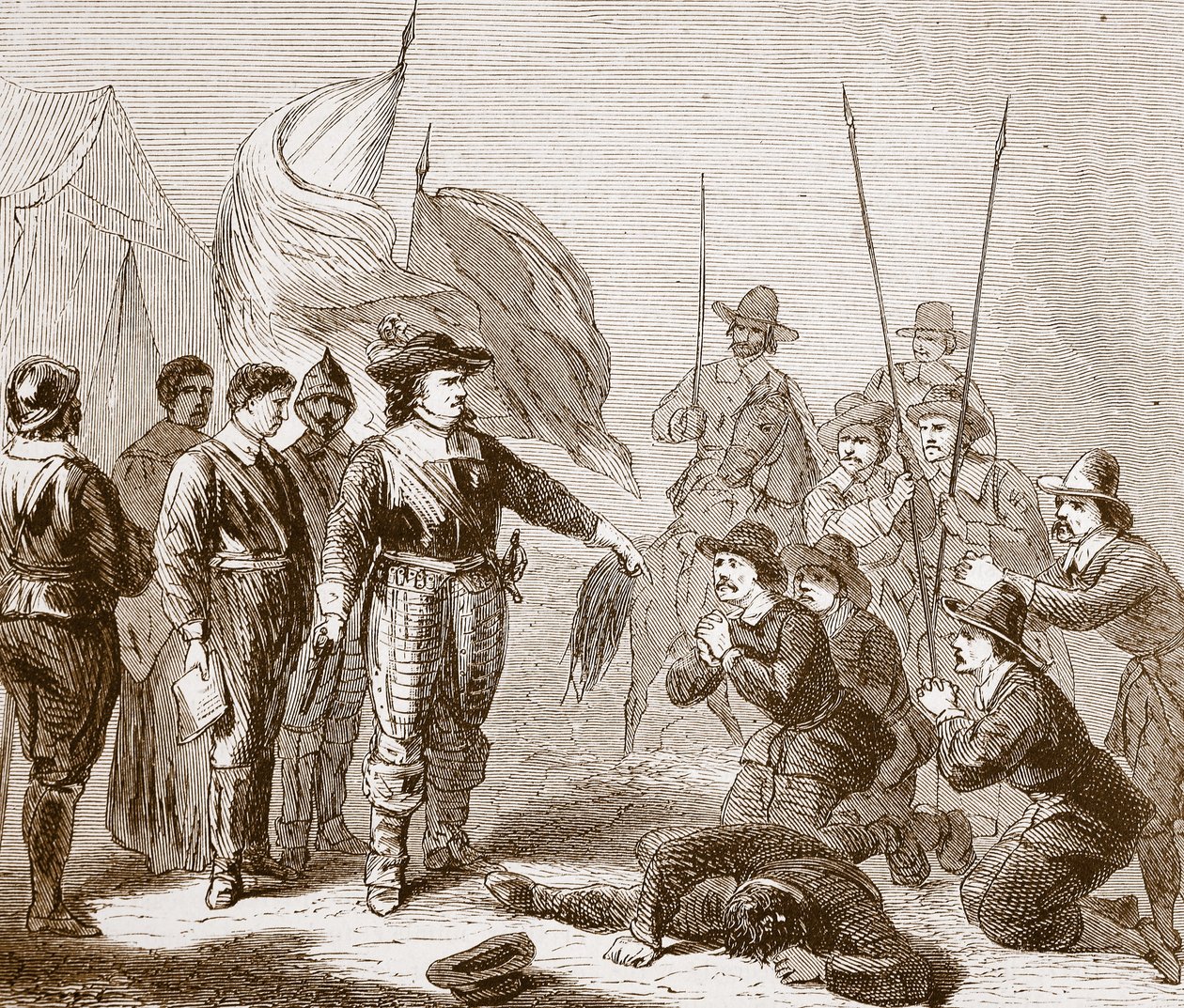 Cromwell undertrykker mytteriet i hæren, 1649 af English School