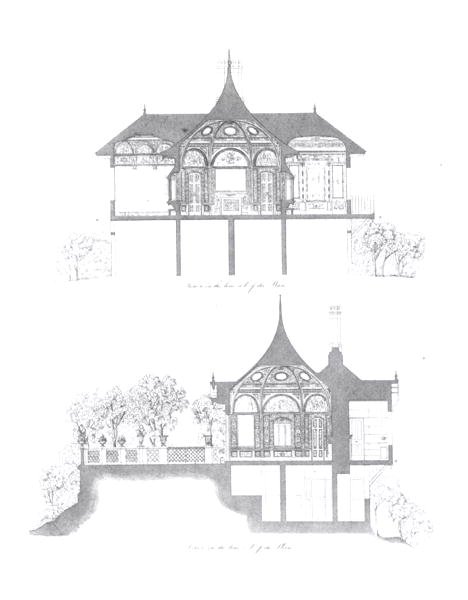 Tværsnit af sommerhuset i Buckingham Palace, fra 