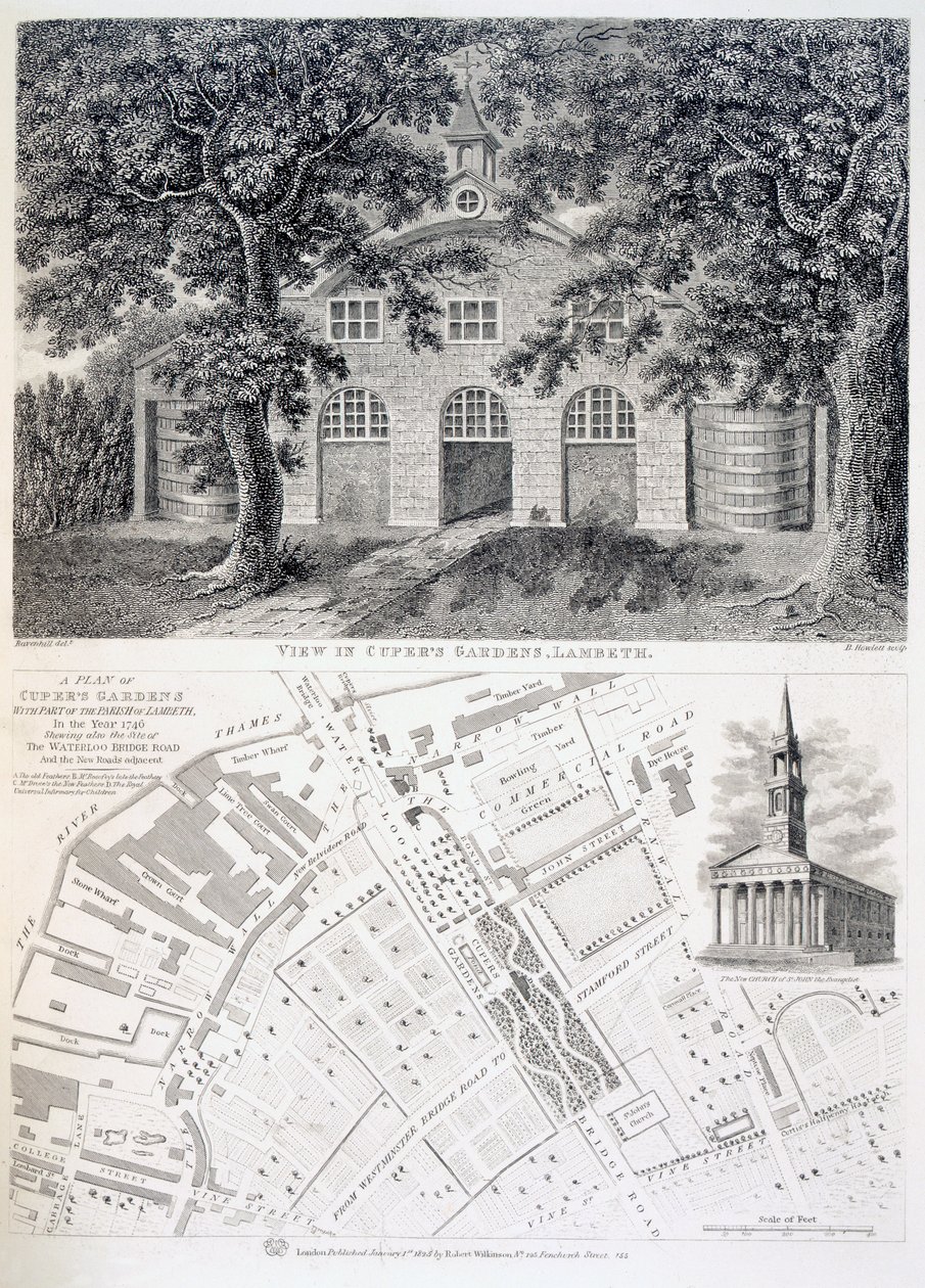 Cupers Gardens, Lambeth, graveret af Bartholemew Howlett, 1746 af English School