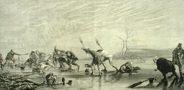 Curling i ca. 1880, fra "Scottish Pictures", udgivet af Religious Tract Society af English School