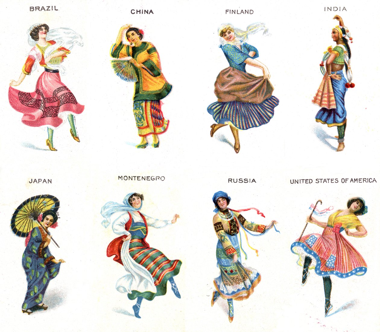Dancers of the World, cigaretkort, 1915 af English School