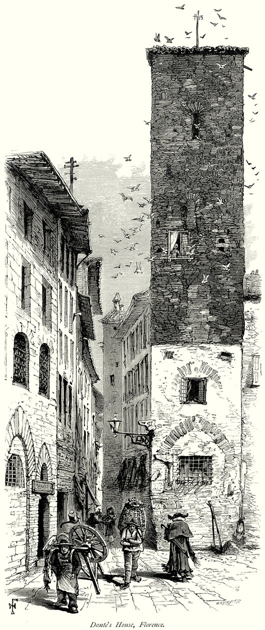 Dantes hus, Firenze (kobberstik) af English School