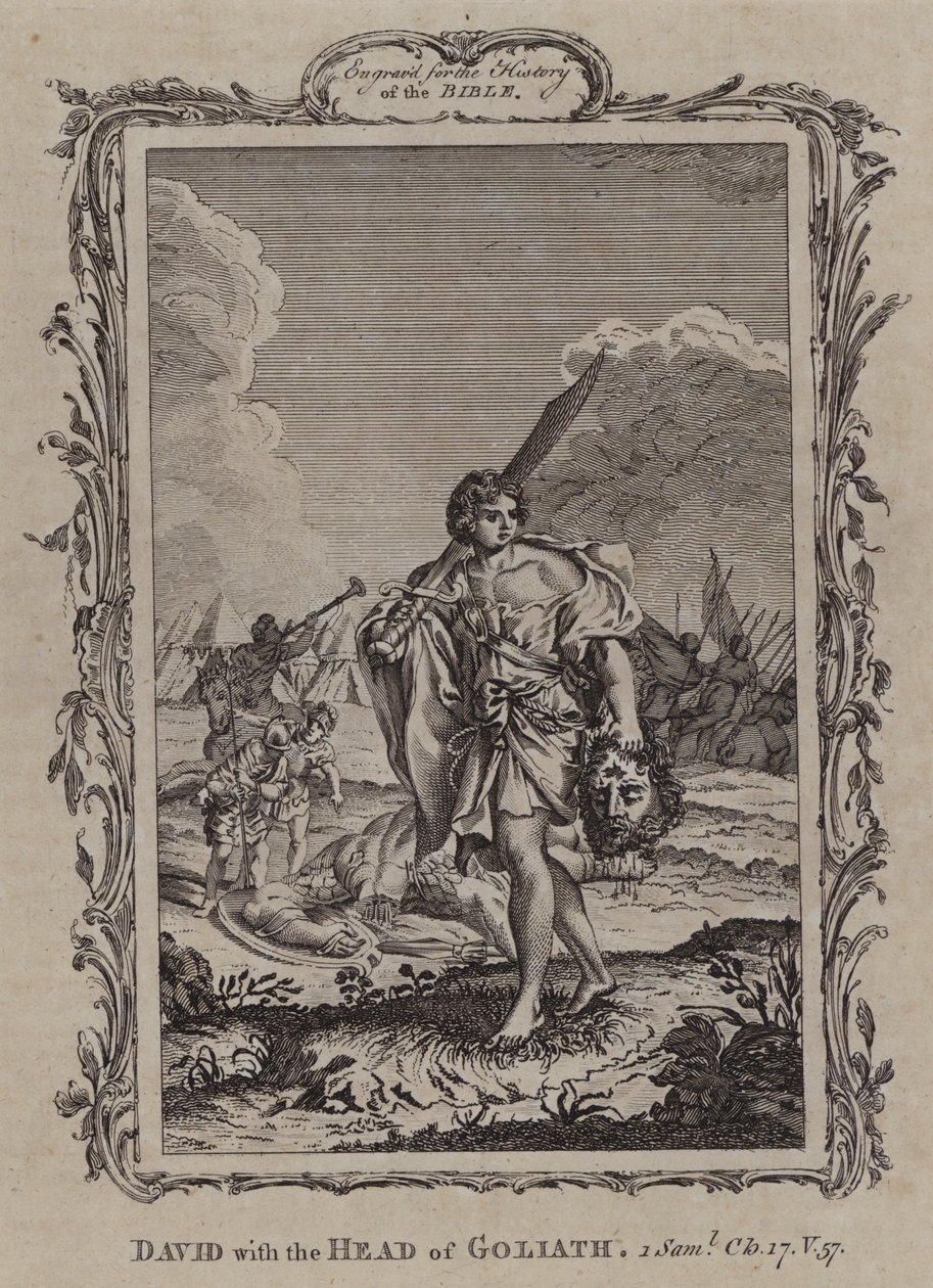 David med Goliat-hovedet (kobberstik) af English School