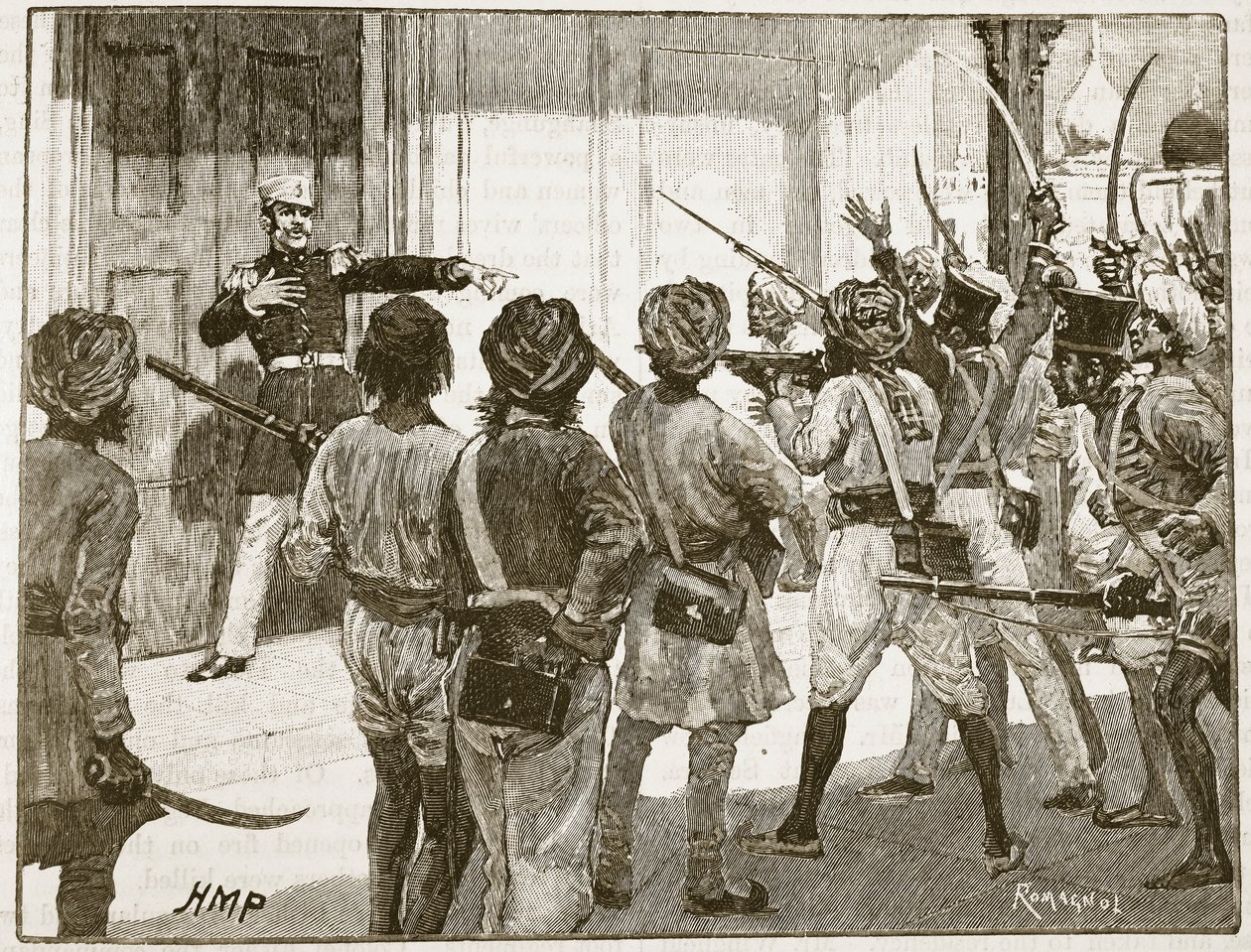 De Kantzow forsvarer statskassen ved My Pooree, illustration fra Cassell